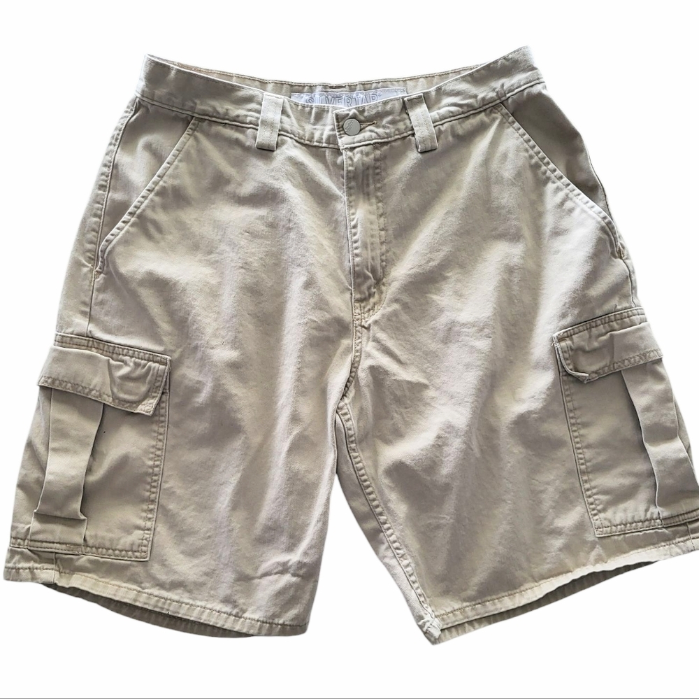 Vintage 90s‎ Silvertab Levis Mens Cargo Shorts Beige Size 33